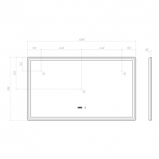 Зеркало в ванную 120х70 VIGO Geometry Luxe 1200 на взмах