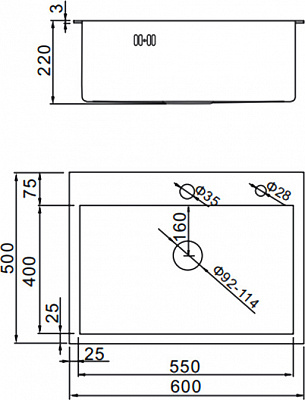 Мойка для кухни 60х50 из нержавеющей стали Gerhans K36050