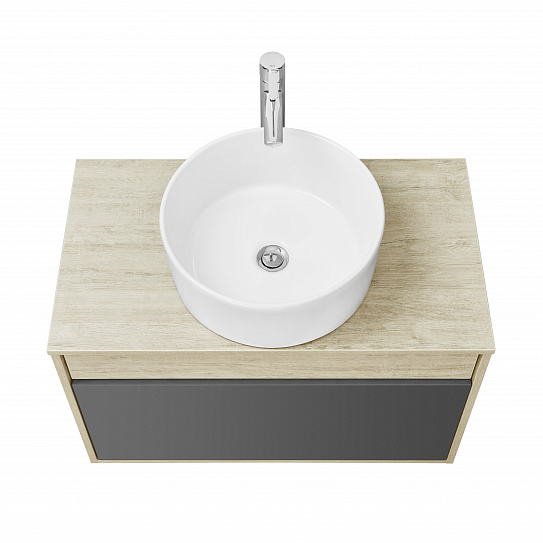 Тумба под накладную раковину Aquaton Лофт Урбан 80 серый графит, дуб орегон 1A247601LQX60