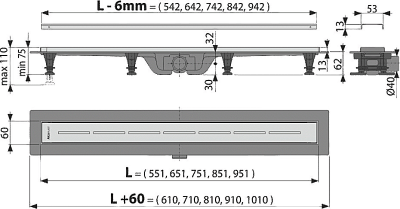 Душевой лоток AlcaPlast APZ18-750M