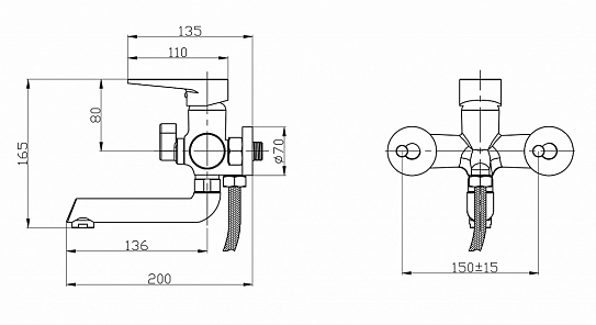 Смеситель для ванны РМС SL77W-009E