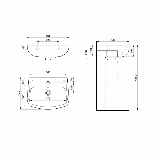 Раковина Santek Лонги 55 1WH501755
