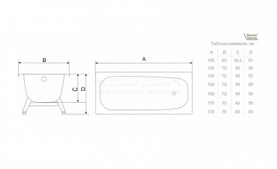 Ванна стальная ВИЗ Donna Vanna DV-13001105*65*36