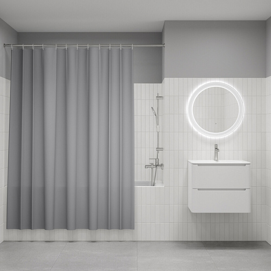 Штора для ванной 200x180 полиэстер, светло-серый, Iddis BS07P18i11