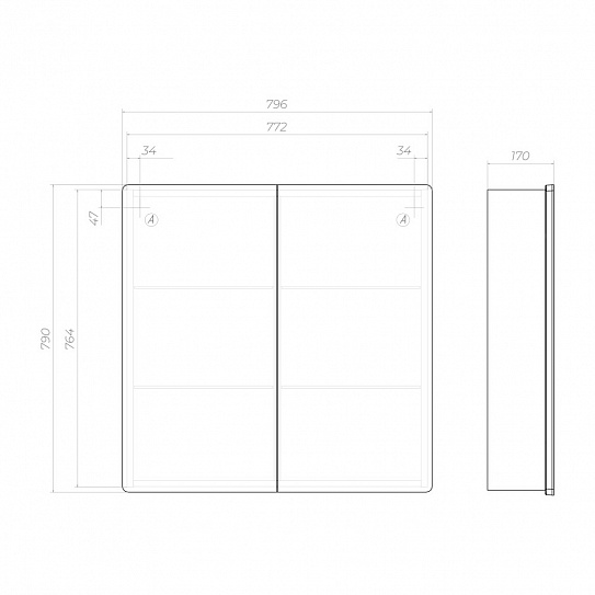 Шкаф навесной VIGO Geometry Classic 800 с зеркалом