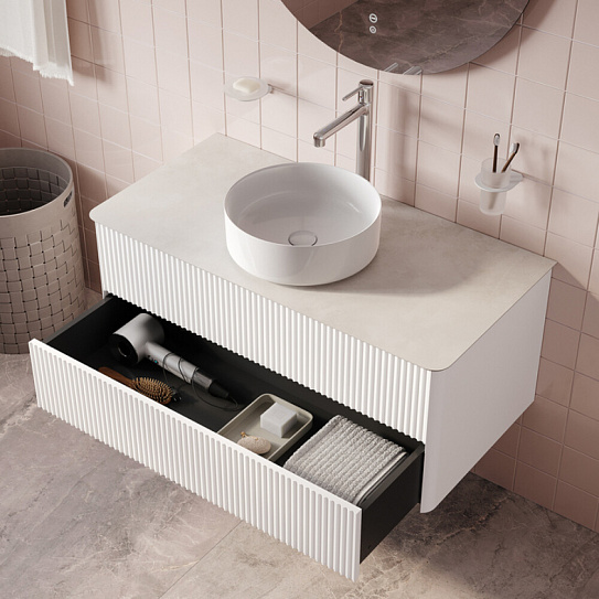 Тумба подвесная, со столешницей (OPH10W0i89), 100 см, белый IDDIS Aiger, AIG10W0i95K