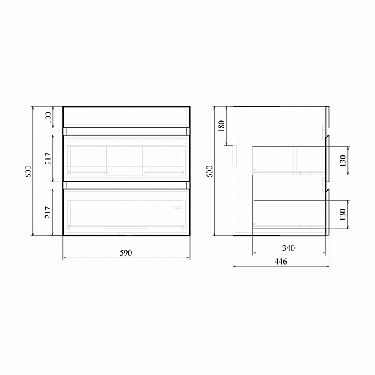 Тумба подвесная 2 ящика MIRSANT Next 60/2 УТ000054598 (раковина Next 60, Style 60, Brezze 60)