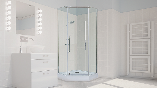 Душевое ограждение 90х90 ALEX BAITLER AB215-90 трапеция,  без поддона