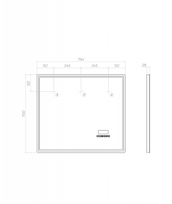 Зеркало Vigo Geometry Media voice 800