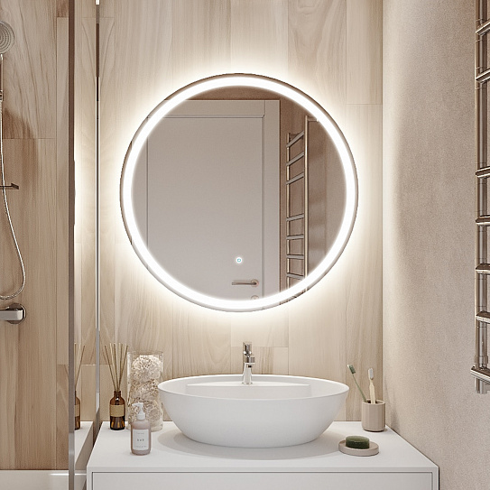 Зеркало с холодной подсветкой и сенсорным выключателем CAIMAN Luna 70x70см круглое
