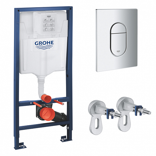 Инсталляция для унитаза GROHE Rapid SL 3 в 1  с панелью смыва Arena Cosmopolitan овальная кнопка хром 39702000H