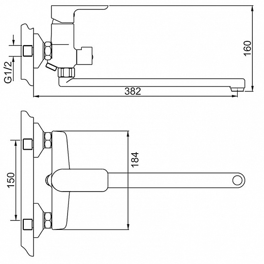 Смеситель для ванны белый длинный излив Gappo G2248