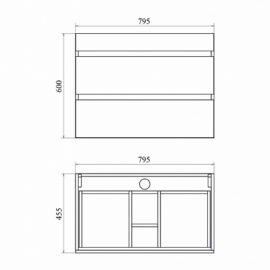 Тумба подвесная 2 ящика MIRSANT Karelia 80 УТ000098286 (раковина Simple 80)
