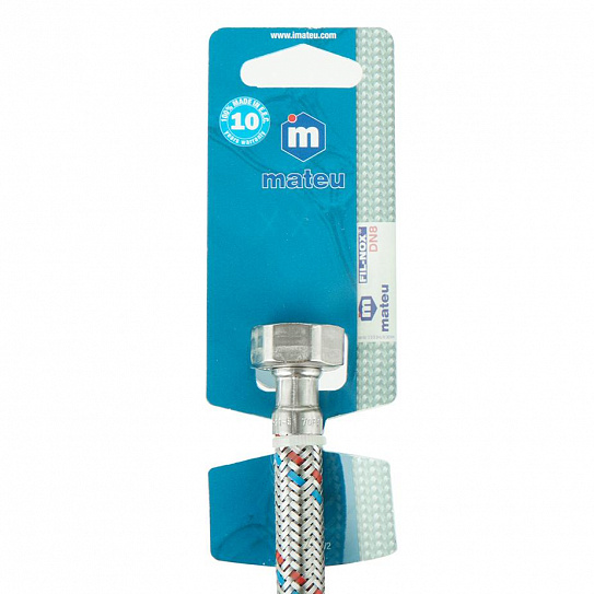 Гибкая подводка для воды тонкий штуцер М-(10*1*35) Х 1/2 " 50 см MATEU длинный, арт 721050086