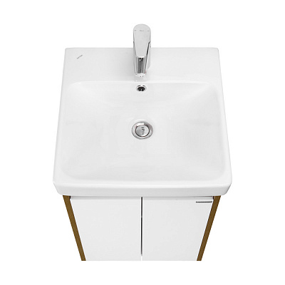 Тумба под раковину AQUATON Сканди Doors 45 белый глянец/дуб рустикальный 1A278701SDZ90