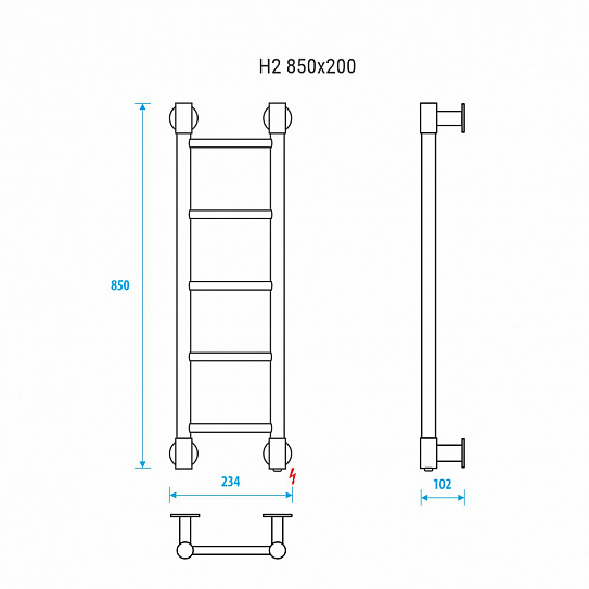 Полотенцесушитель электрический Energy H2 850x200