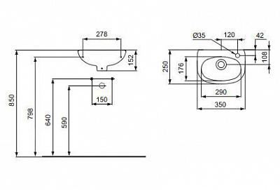 Ideal Standard Ecco раковина  П  35см.(W407901)