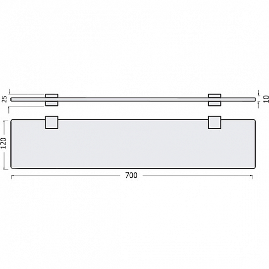 Стеклянная полка GLASSIKO 700x12