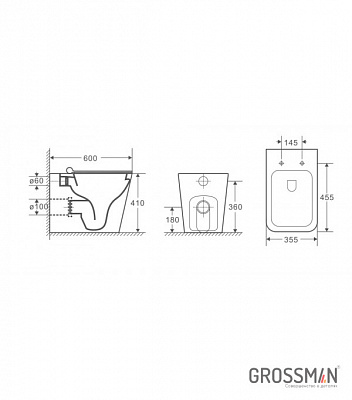 Унитаз подвесной Grossman GR-4414S (600*355*410)