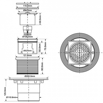 Трап для душевого поддона MRFG3 V-110