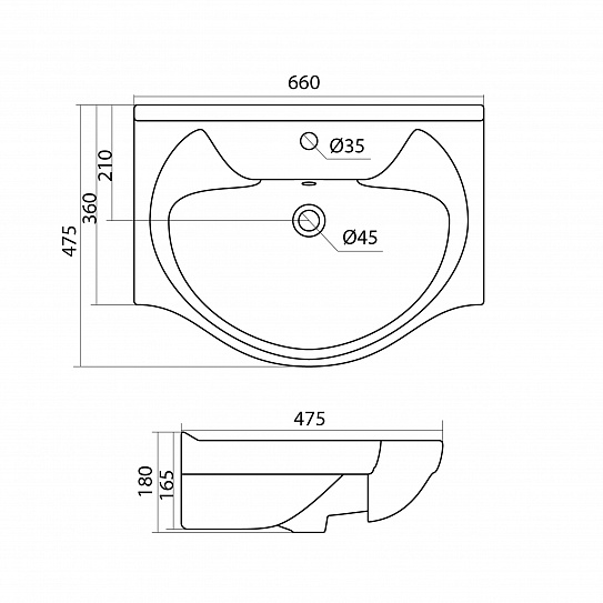 Раковина Aquaton Байкал 65 1WH109651