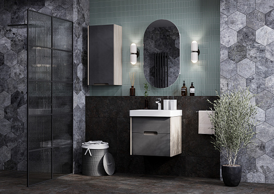 Тумба под раковину Aquaton Оливия 55 грей, дуб ойстер 1A254201OLUG0