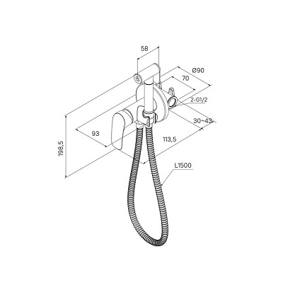 Встраиваемый смеситель с гигиеническим душем Milardo Rora глянцевый хром RORSBR0M08