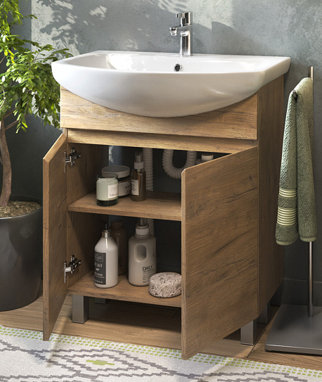 Тумба напольная с раковиной 70 см Vigo Wing 700-2-0 tn.WIN.BAL.70.2D дуб золотой