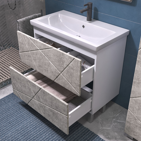 Тумба напольная с раковиной 80 см Vigo Geometry 800-0-2 025 бетон