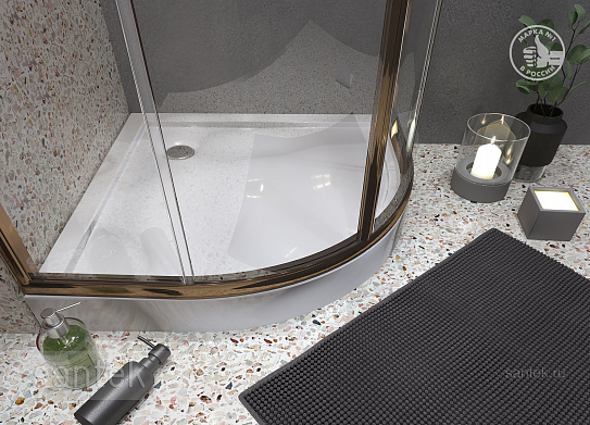 Душевой поддон 90х90 Santek Палермо четверть круга белый, 1WH302478