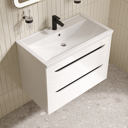 Тумба с умывальником, подвесная, 80 см, белый, Iddis Ray, RAY80W0i95K подходит умыв. 4078000i28