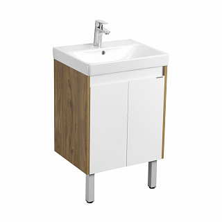 Тумба под раковину AQUATON Сканди Doors 55 белый глянец/дуб рустикальный 1A278801SDZ90