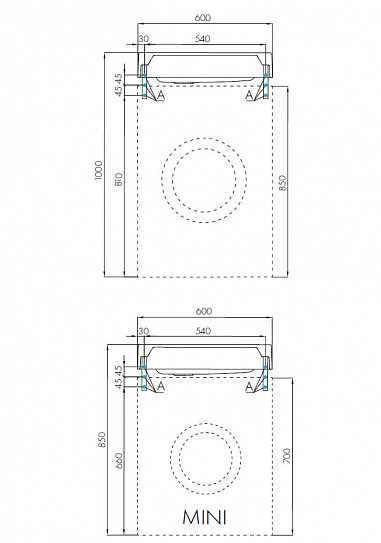 Раковина над стиральной машиной 60х50 Акватон Рейн 60 1A72103KRW010
