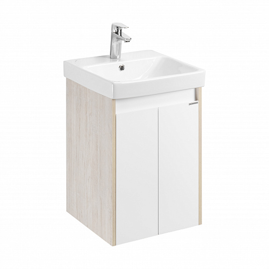 Тумба с раковиной AQUATON Сканди Doors 45 белый глянец/дуб верона 1A278701SDB20