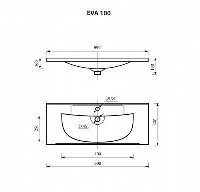 Раковина мебельная MISTY  EVVA-100 D