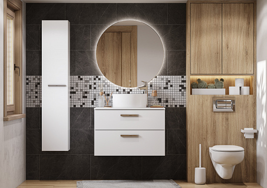 Тумба с раковиной Roca Victoria 80 белый глянец 2 ящика A857470806
