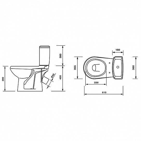 Унитаз-компакт напольный Оскольская керамика Элисса Оптима Стандарт (черный)