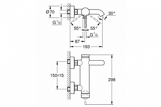 Смеситель для ванны к.н. Grohe ESSENCE 33624DA1