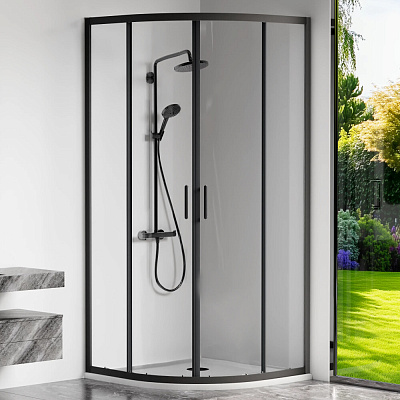 Душевой уголок GoodDoor Cube R-100-C-B 100х100 черный КУ00018