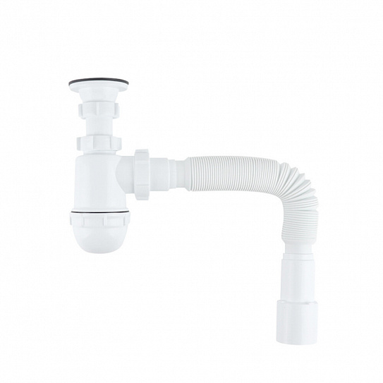 Сифон бутылочный, 1.1/4x40мм, с выпуском и гофротрубой 40/50мм, IDDIS, 900BVG0010VD