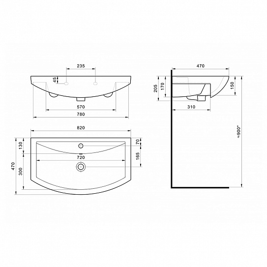 Раковина Santek Балтика 80 мебельная 1WH501524