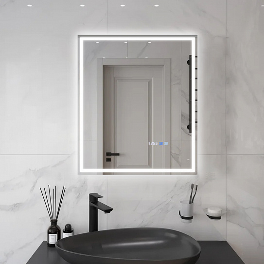 Зеркало в ванную 60х70 с подсветкой и подогревом Monterey Аделия (холодный свет, мультиблок, на касание)