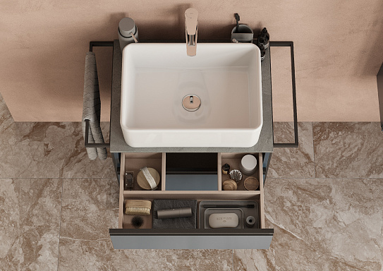 Тумба под раковину Roca Domi 60 2 ящика синий матовый ZRU9307867