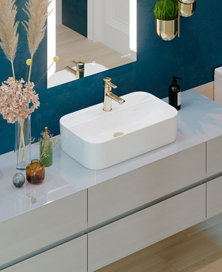 Раковина накладная 60 Sanita Luxe Infinity Shelf INF60SLWB01SH (с отверстием под смеситель)