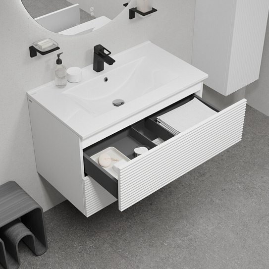 Тумба с раковиной (0138000i28) подвесная 80 см белая IDDIS Bild BIL80W0i95K