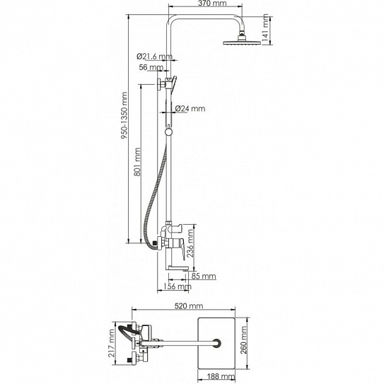 Душевая система со смесителем Wasserkraft Wiese A18401