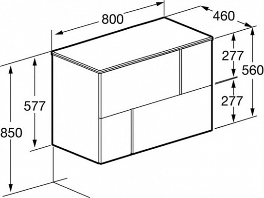 Тумба под раковину PILAR модуль 2 ящика 800 синий Roca A857669521 (раковина 261047 в копмлект не входит)