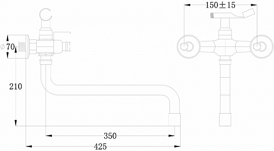 Смеситель для ванной РМС SL68-140-1
