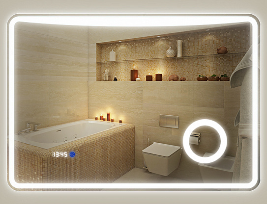 Зеркало в ванную 80х70 с подсветкой Caiman RIO