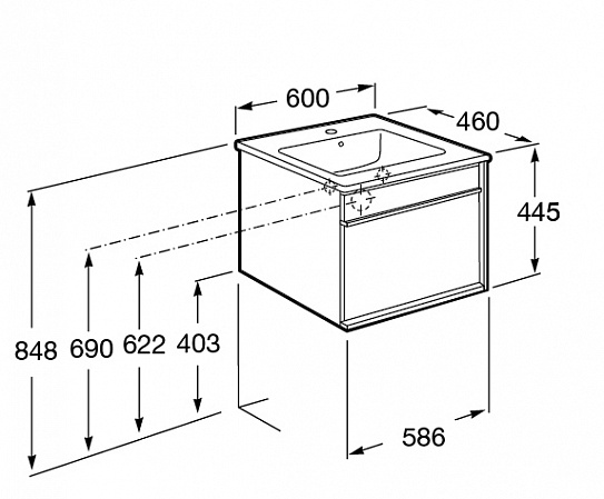 Тумба под раковину Roca Aneto 60 белый 857429806